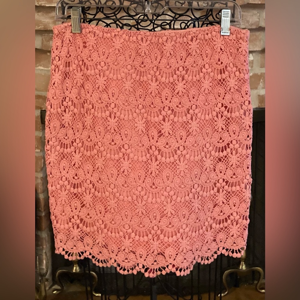 Aniina Chic Coral Lace Pencil Skirt